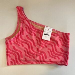Crewcuts Vibrant Pink Wave One-Shoulder bikini Top size 12